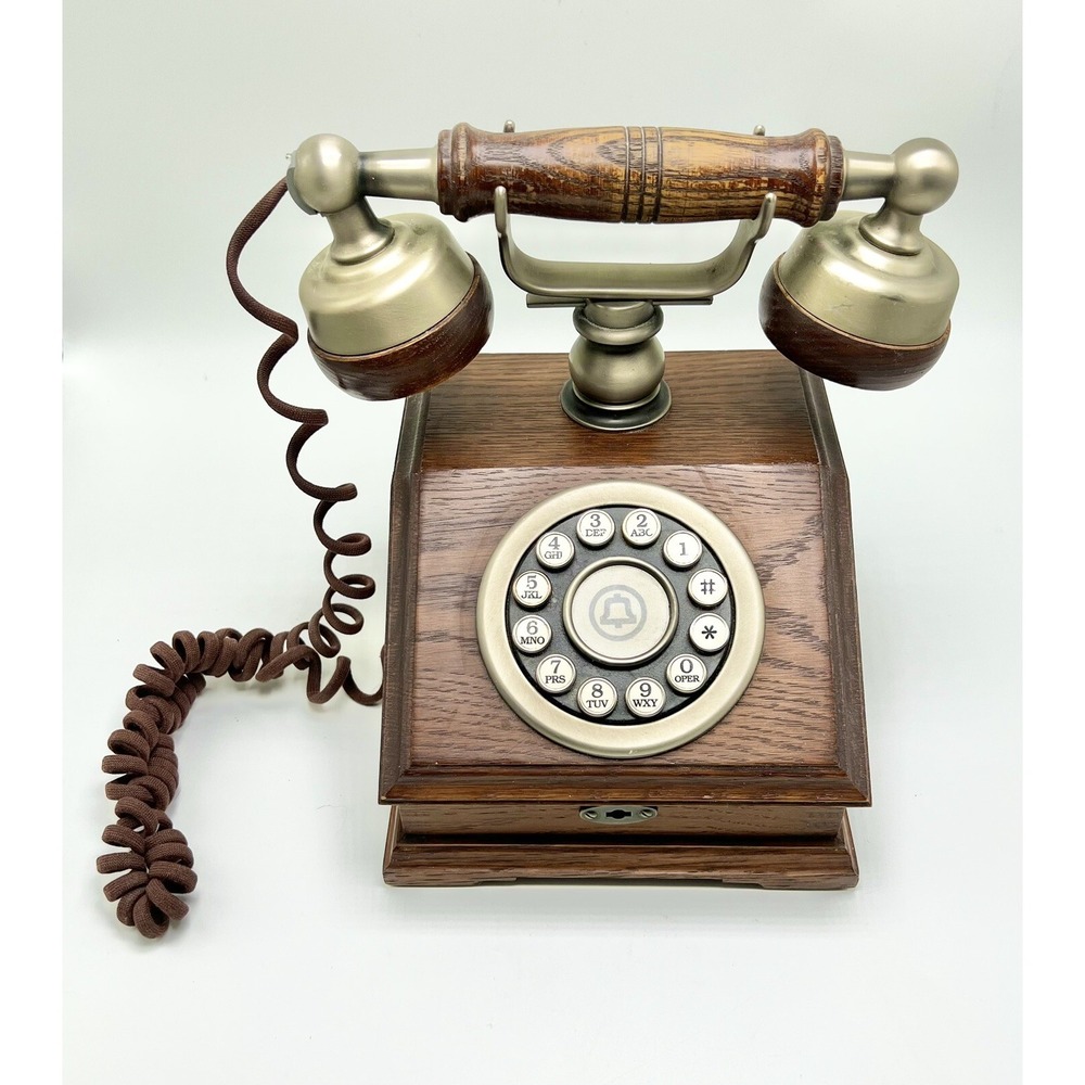 Vintage Western Electric Wood Grain French Cradle Cloth Cord Desk Phone